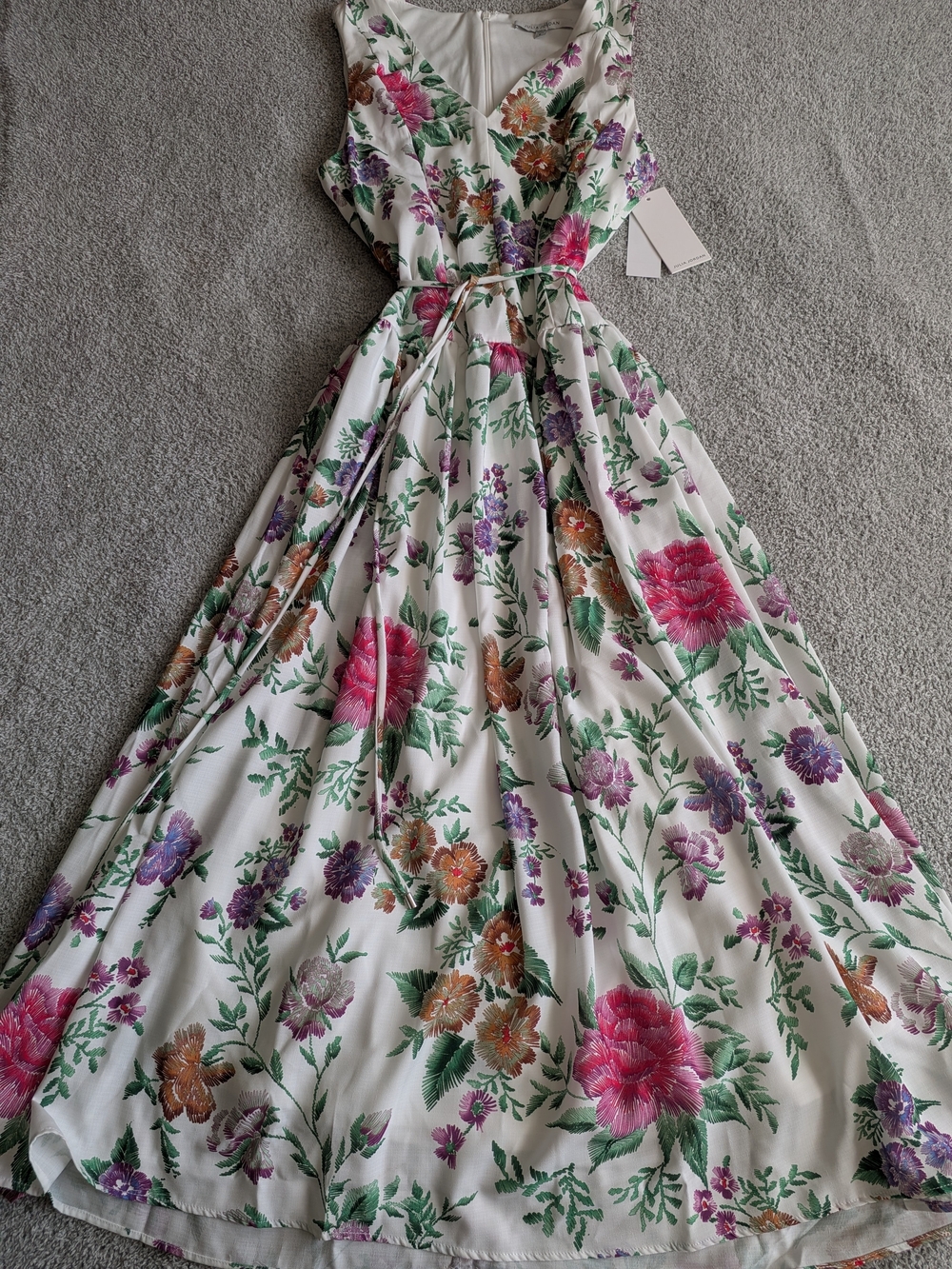 🌼B2G1🌼 Julia Jordan White Maxi Dress Pink, Purple & Green Floral Print NWT